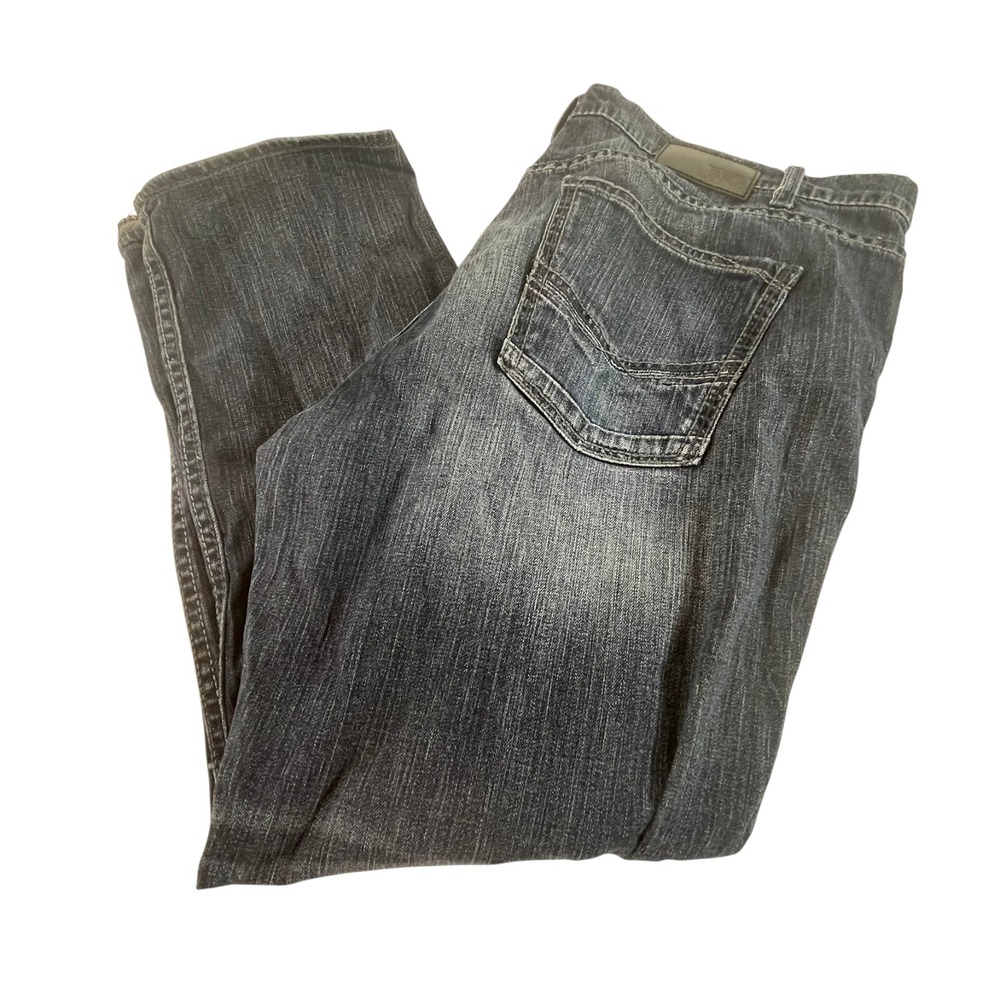 BKE Nolan Straight Jeans Mens 42 Short Blue‎ Distressed